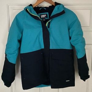 Lands End Girls Squall Fleece Lined Waterproof Insulated Jacket M 10-12